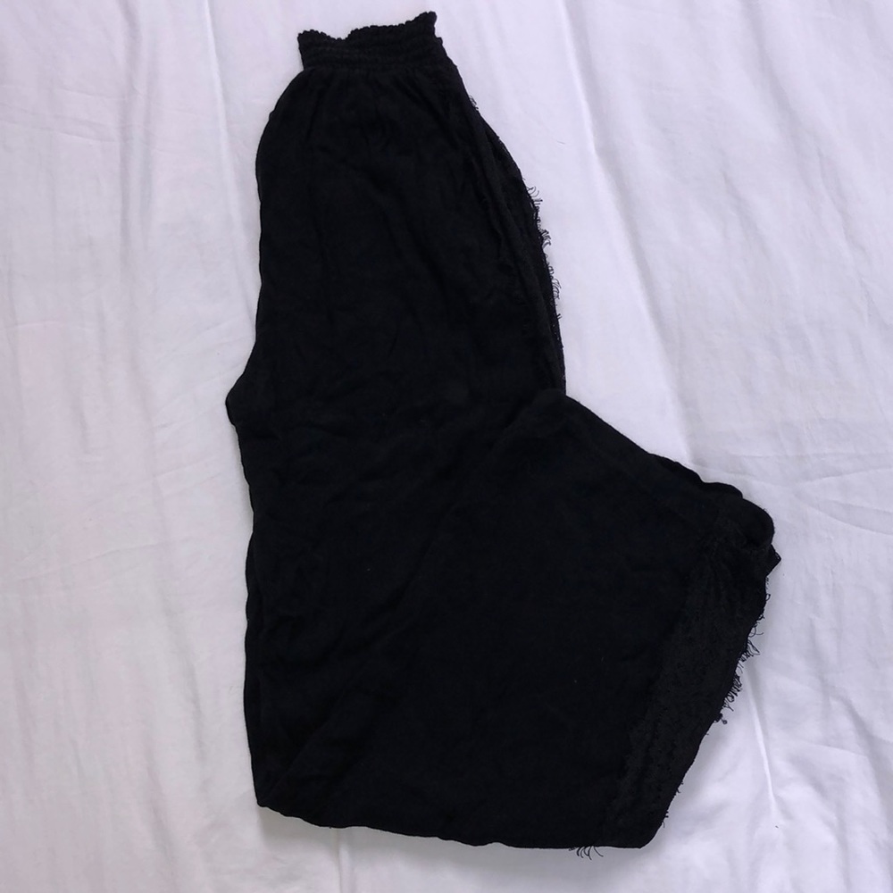 Lace Insert Flowy Pants